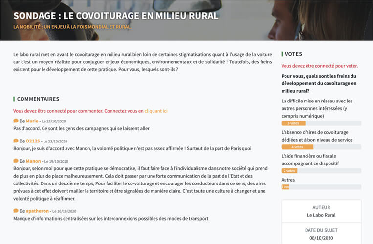 Capture ecran site internet avec sondage N2m